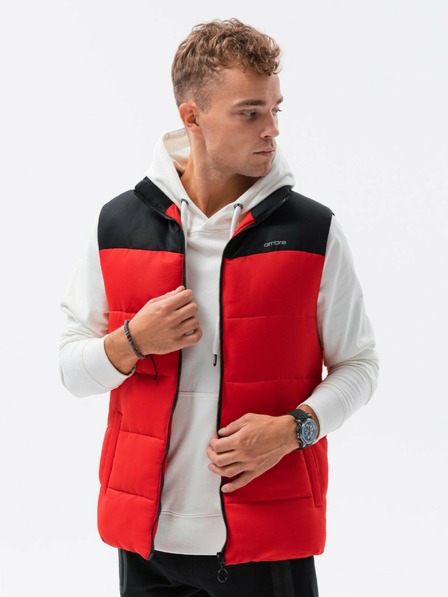 Ombre Clothing Črno-rdeča moška prešita jopica Ombre Clothing