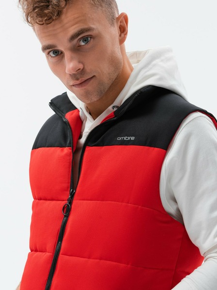 Ombre Clothing Črno-rdeča moška prešita jopica Ombre Clothing