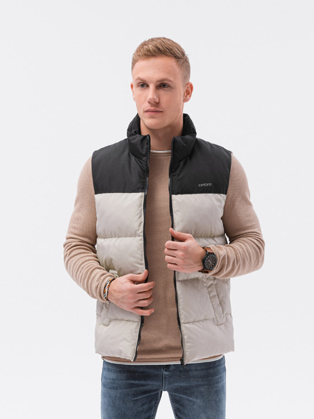 Ombre Clothing Črno-bež moški prešiti telovnik Ombre Clothing