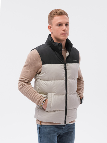 Ombre Clothing Črno-bež moški prešiti telovnik Ombre Clothing
