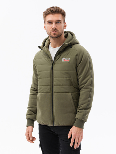 Ombre Clothing Zelena moška lahka jakna s kapuco Ombre oblačila
