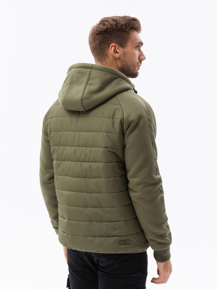 Ombre Clothing Zelena moška lahka jakna s kapuco Ombre oblačila