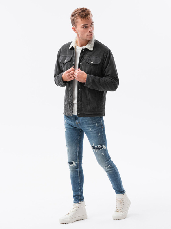 Ombre Clothing Temno siva moška oblačila C524 prehodna jakna