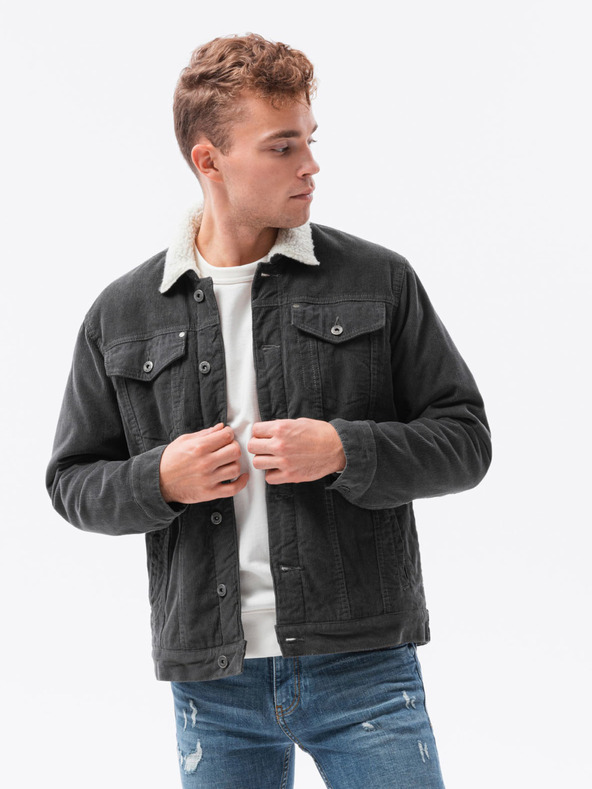 Ombre Clothing Temno siva moška oblačila C524 prehodna jakna