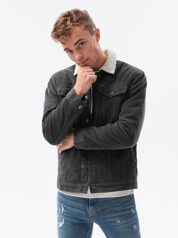 Ombre Clothing Temno siva moška oblačila C524 prehodna jakna