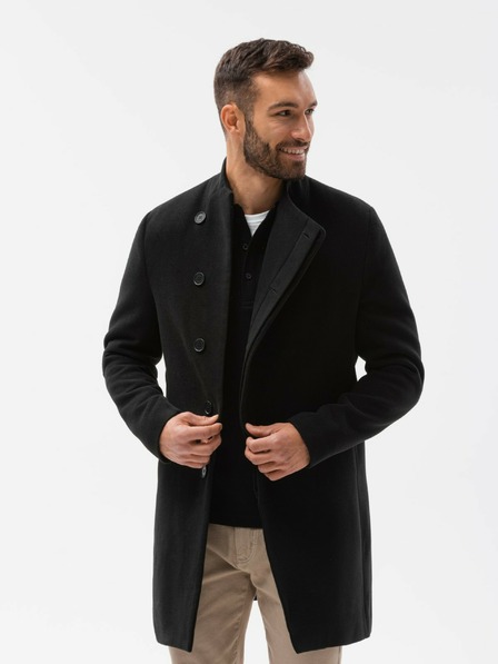 Ombre Clothing Črni moški plašč C501