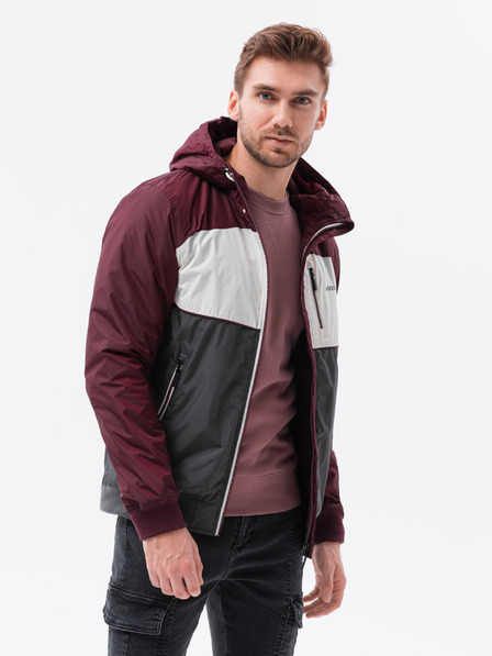 Ombre Clothing Ombre Clothing C447 moška prehodna jakna sive in bordo barve