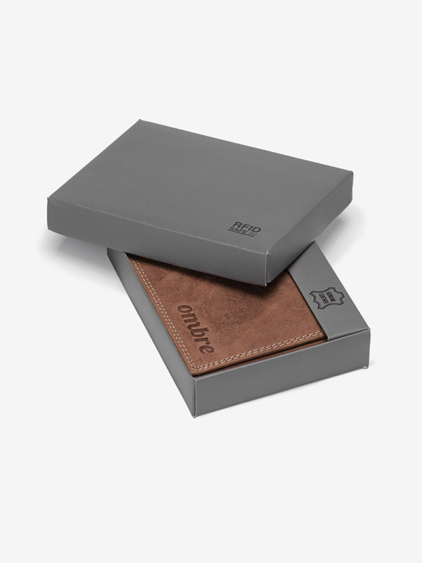Ombre Clothing Rjava moška usnjena denarnica Ombre Clothing A092