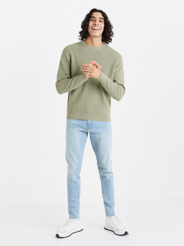 Celio Svetlo zelena moška rebrasta jopa Celio Dexter