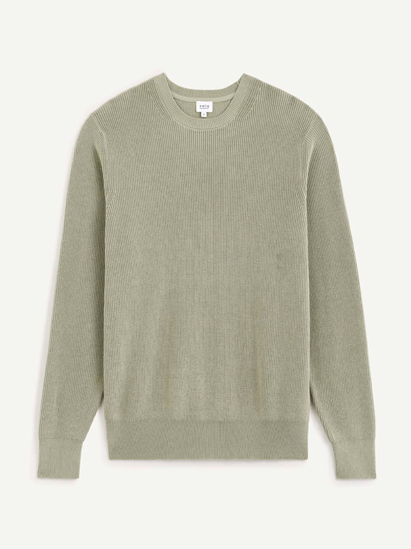 Celio Svetlo zelena moška rebrasta jopa Celio Dexter