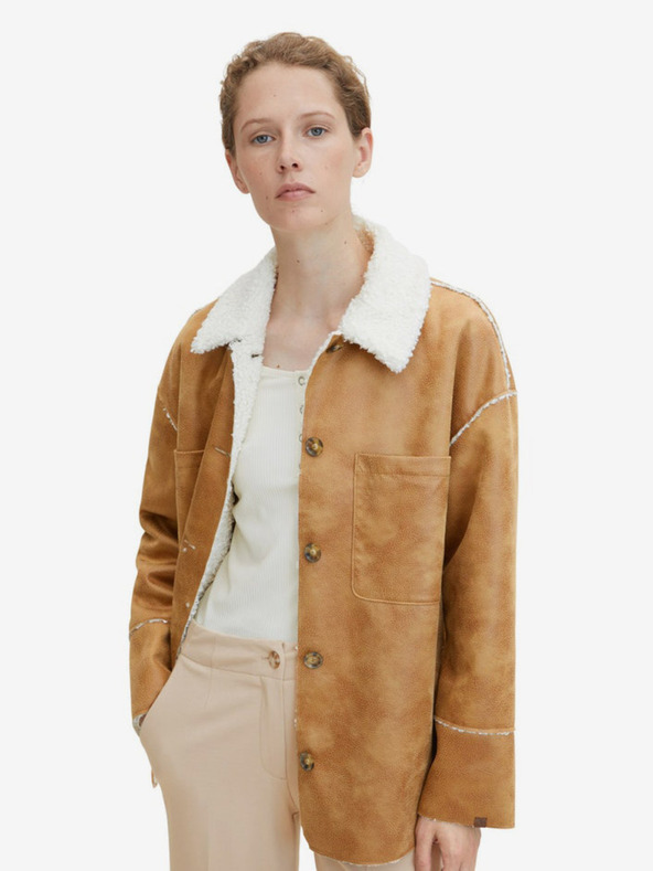 Tom Tailor Tom Tailor svetlo rjava ženska jakna iz umetnega krzna