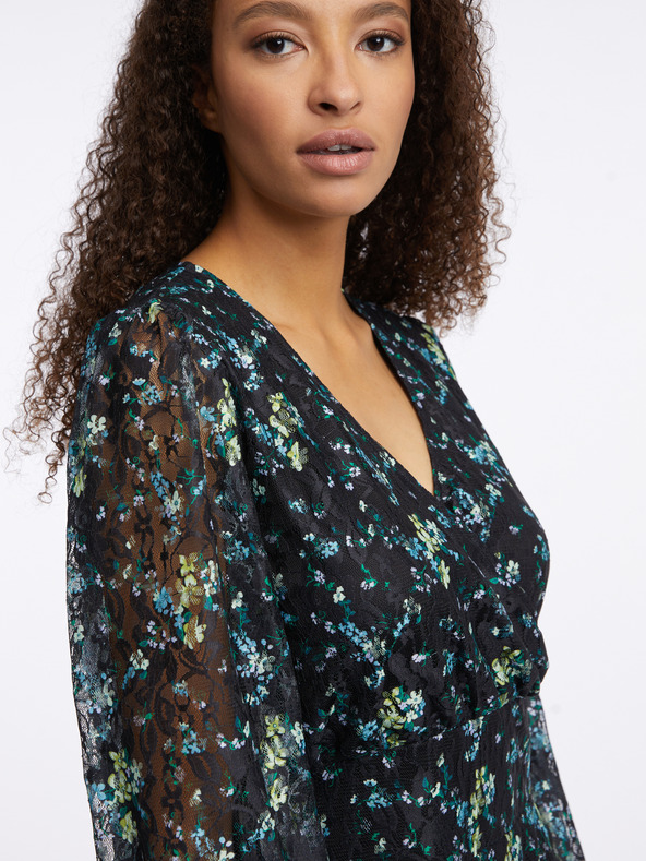 Orsay Črna ženska cvetlična obleka ORSAY