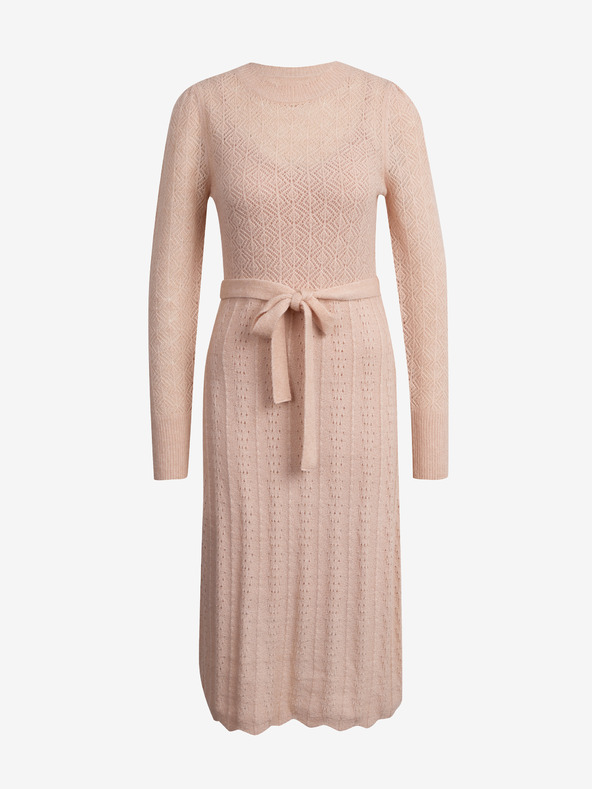 Orsay Svetlo roza ženska puloverska obleka ORSAY z mešanico volne