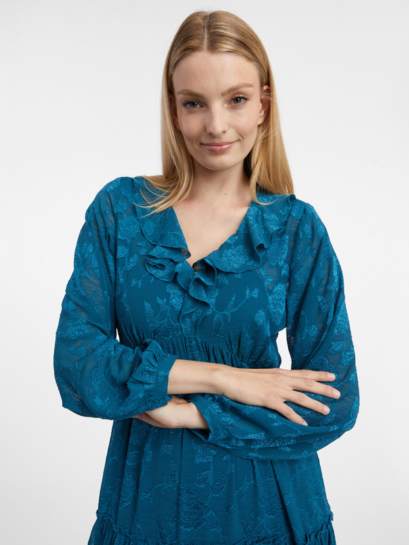 Orsay Modra ženska cvetlična midi obleka ORSAY