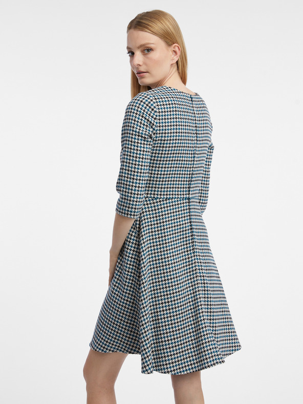 Orsay Modra ženska vzorčasta obleka ORSAY