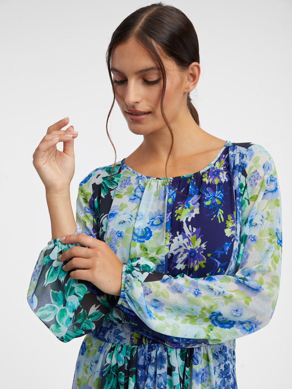 Orsay Modra ženska cvetlična obleka ORSAY