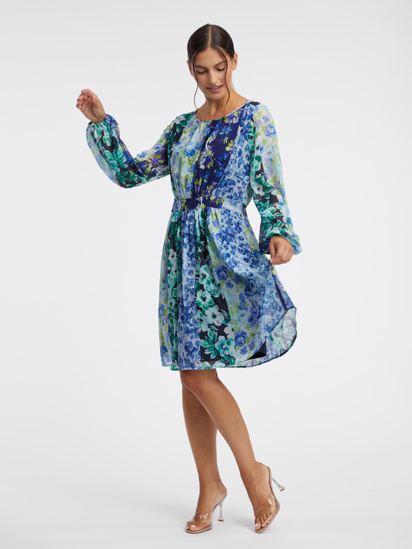 Orsay Modra ženska cvetlična obleka ORSAY