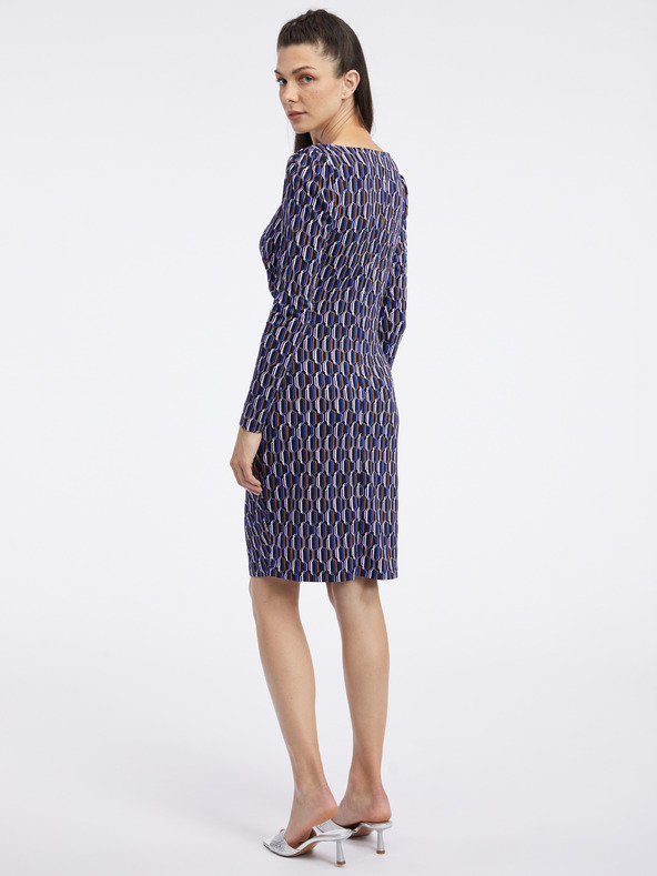 Orsay ORSAY temno modra vzorčasta ženska obleka v plašču