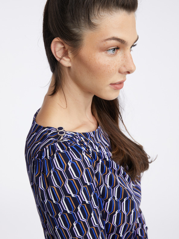 Orsay ORSAY temno modra vzorčasta ženska obleka v plašču