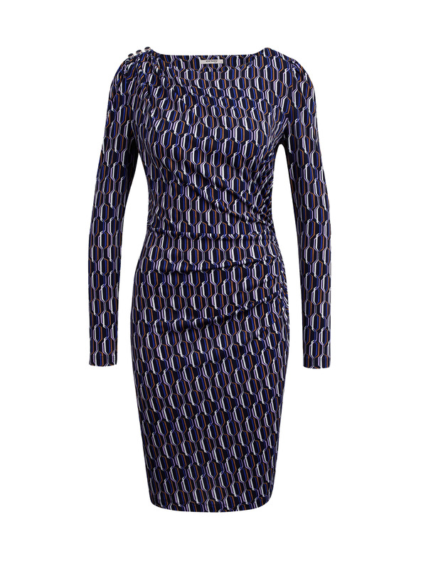 Orsay ORSAY temno modra vzorčasta ženska obleka v plašču