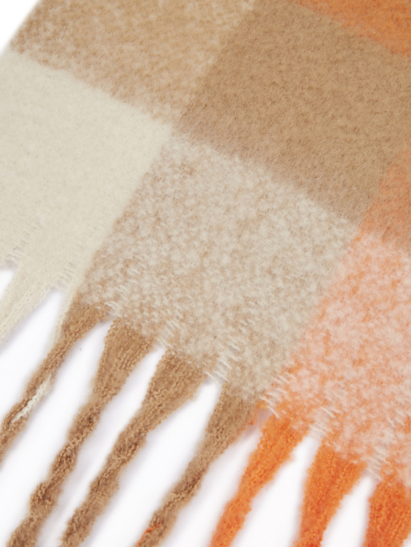 Orsay Oranžno-bež ženski karirasti šal ORSAY