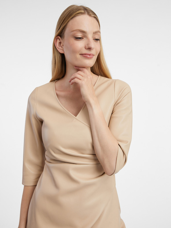 Orsay Bež ženska obleka iz usnja ORSAY