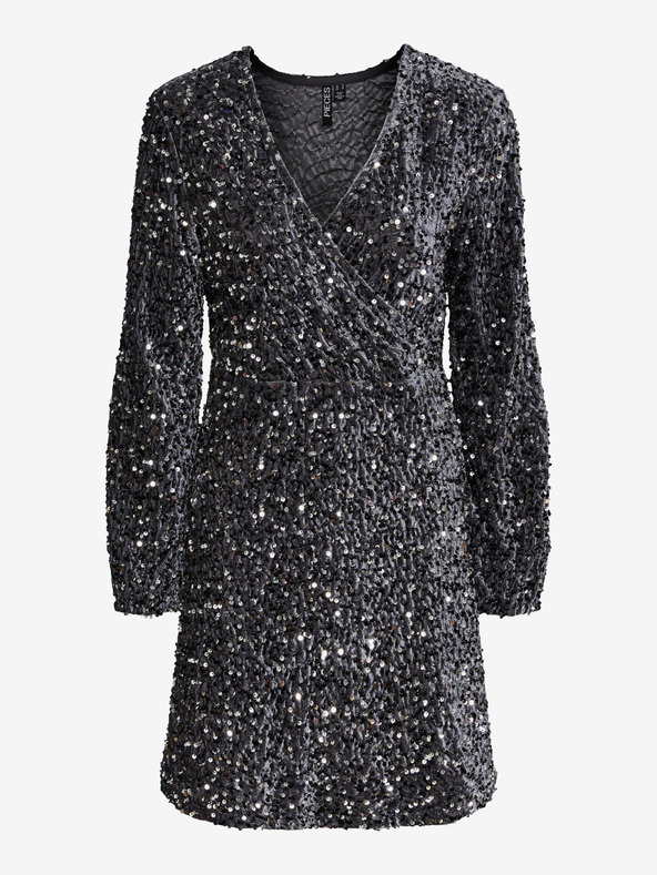 Pieces Siva ženska obleka s cekini Pieces Kam