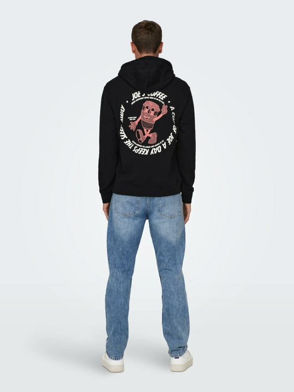 ONLY & SONS Črna moška jopa s kapuco ONLY & SONS Bryce