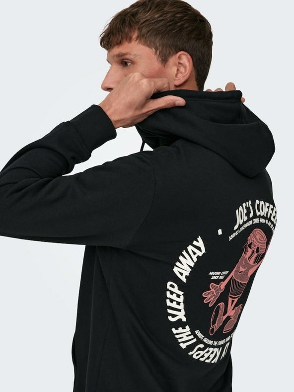 ONLY & SONS Črna moška jopa s kapuco ONLY & SONS Bryce