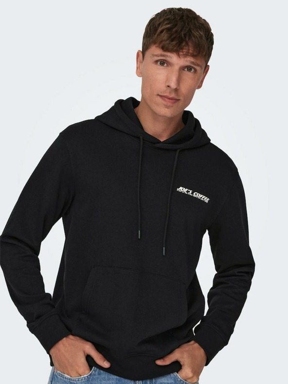 ONLY & SONS Črna moška jopa s kapuco ONLY & SONS Bryce