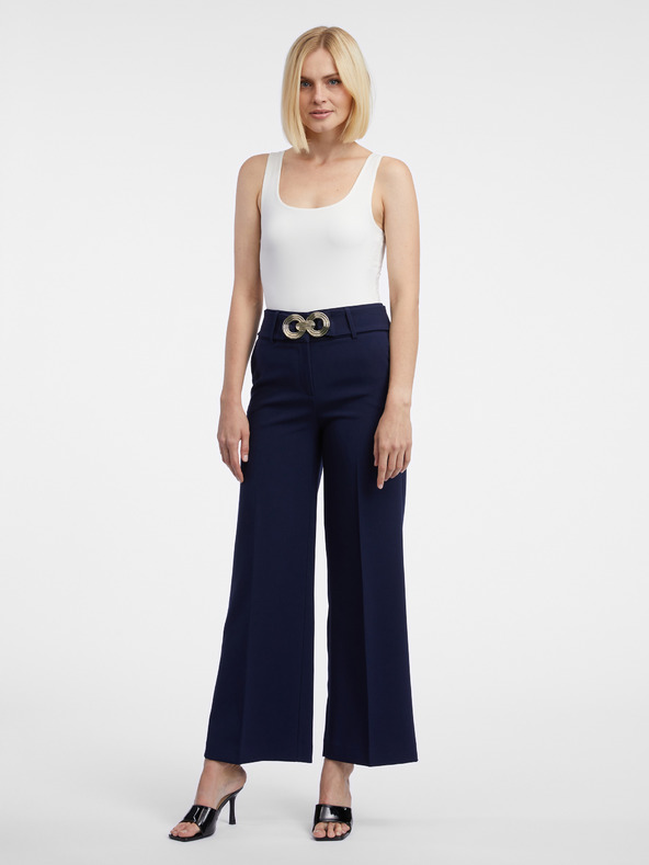 Orsay Temno modre ženske hlače s širokimi nogavicami ORSAY