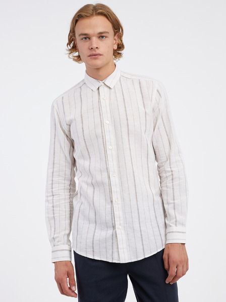 ONLY & SONS Kremasta moška črtasta srajca iz lanu ONLY & SONS Caiden