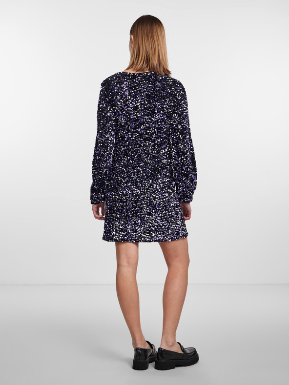 Pieces Črna ženska obleka z bleščicami Pieces Kam