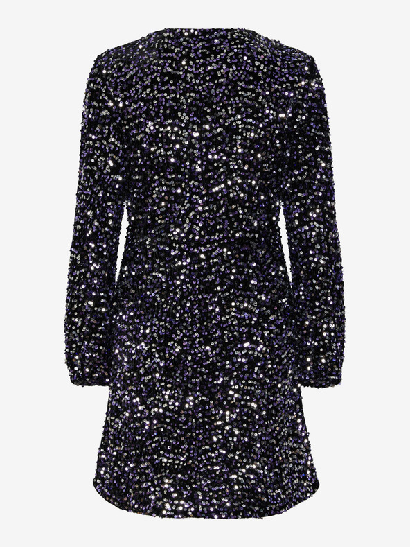 Pieces Črna ženska obleka z bleščicami Pieces Kam