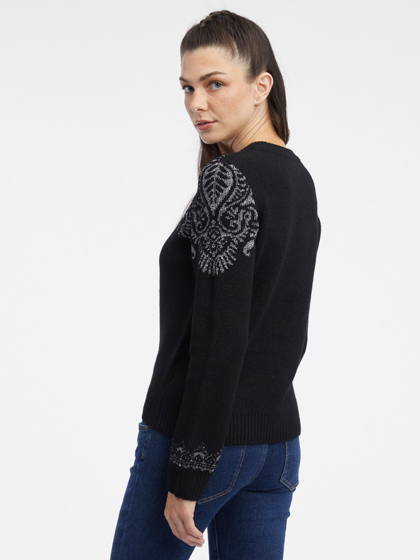 Orsay Črn ženski vzorčast pulover ORSAY