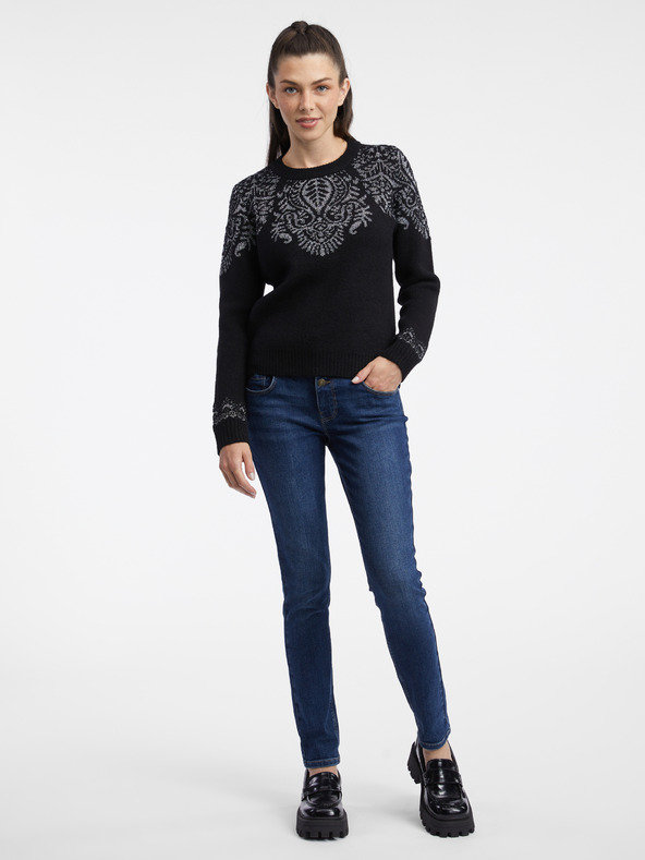 Orsay Črn ženski vzorčast pulover ORSAY