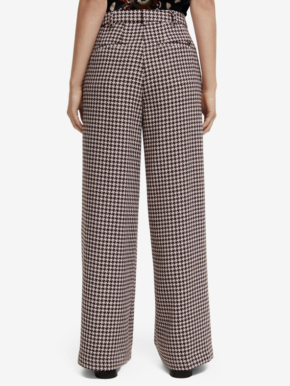 Scotch & Soda Bež ženske hlače z vzorcem iz volnene mešanice Scotch & Soda