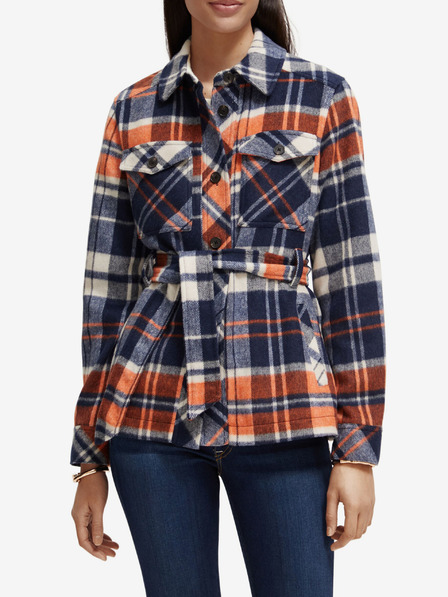 Scotch & Soda Modra ženska lahka kratka jakna z mešanico volne Scotch & Soda