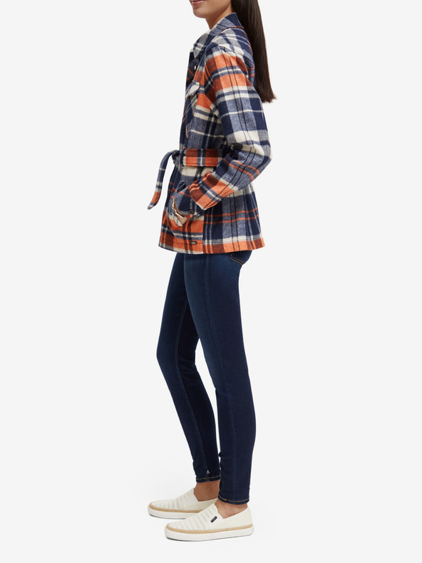 Scotch & Soda Modra ženska lahka kratka jakna z mešanico volne Scotch & Soda