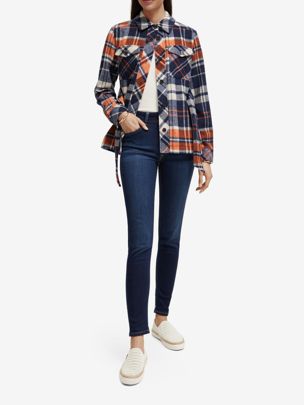 Scotch & Soda Modra ženska lahka kratka jakna z mešanico volne Scotch & Soda