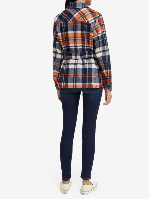 Scotch & Soda Modra ženska lahka kratka jakna z mešanico volne Scotch & Soda