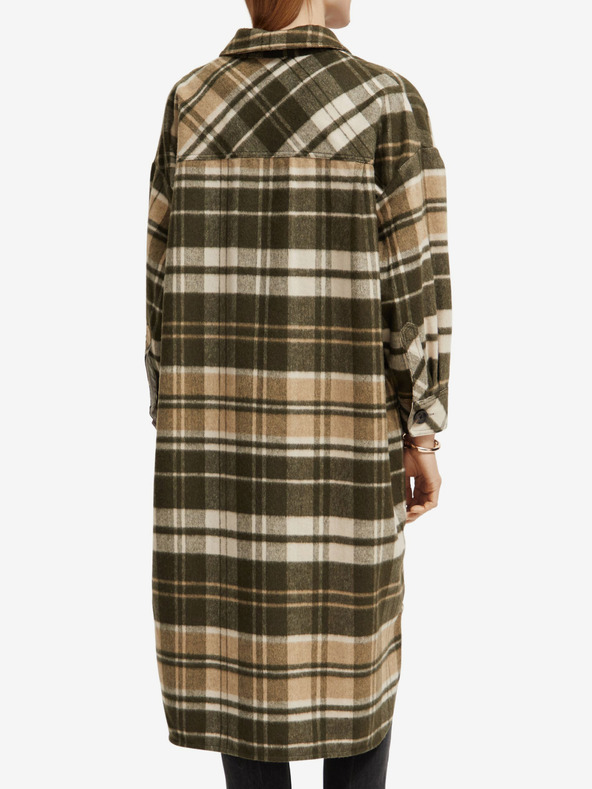 Scotch & Soda Rjava ženska lahka srajčna obleka z mešanico volne Scotch & Soda