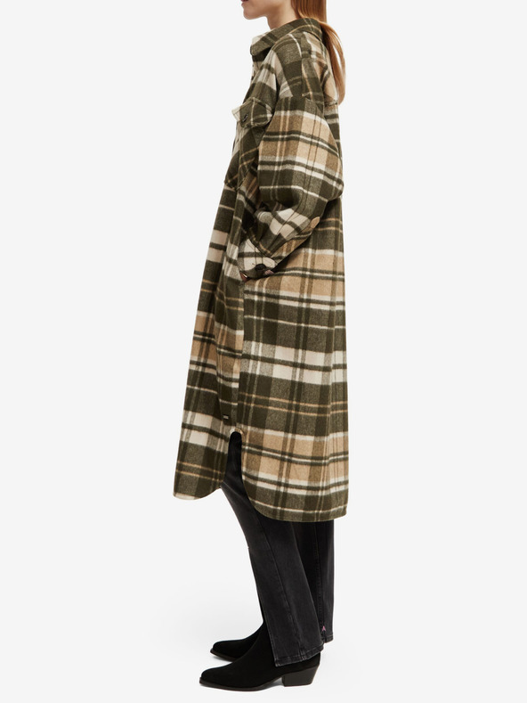 Scotch & Soda Rjava ženska lahka srajčna obleka z mešanico volne Scotch & Soda