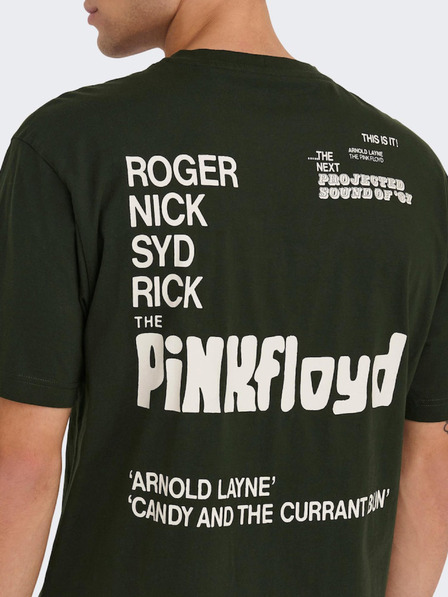 ONLY & SONS Temno zelena moška majica s kratkimi rokavi ONLY & SONS Pink Floyd