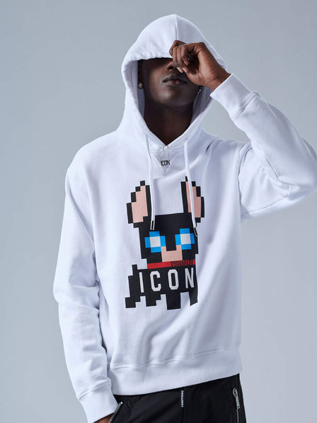 DSQUARED2 Bela moška majica s kapuco DSQUARED2