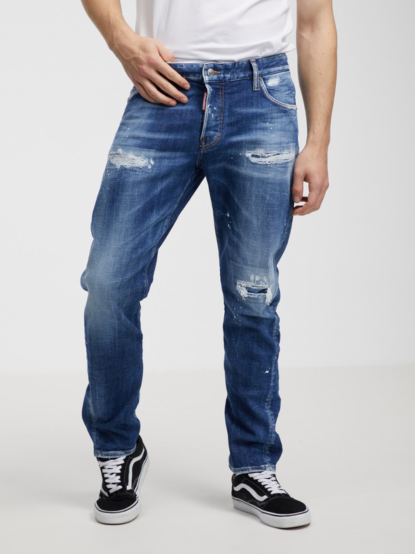 DSQUARED2 Modre moške kavbojke ravnega kroja DSQUARED2