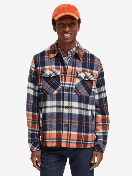 Scotch & Soda Modra moška srajčna lahka jakna z mešanico volne Scotch & Soda
