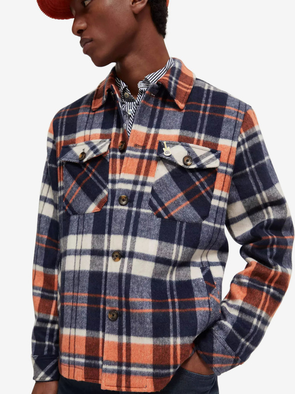 Scotch & Soda Modra moška srajčna lahka jakna z mešanico volne Scotch & Soda