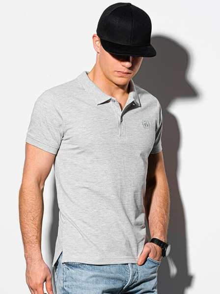 Ombre Clothing Svetlo siva moška osnovna polo majica Ombre Clothing