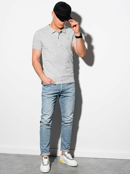 Ombre Clothing Svetlo siva moška osnovna polo majica Ombre Clothing